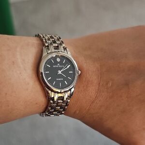 Anne Klein Black Dial Silver Watch